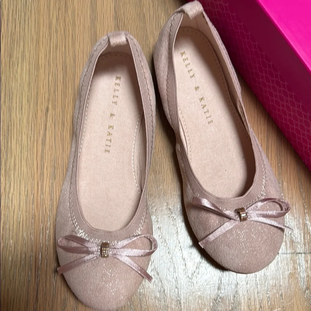 Kelly & Katie Blush Ballet Flats with Bow - Picture 2 of 4